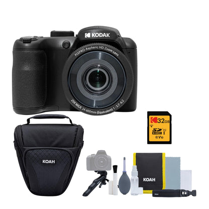 Cámara Digital Kodak PIXPRO AZ255 Astro Zoom de 16MP (Negra) - Fotografía de Alta Resolución con Zoom Óptico de 25X - Paquete de Cámara Compacta Ideal con Tarjeta de Memoria de 32GB y Funda para Cámara (3 Artículos)
