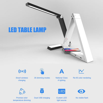 LED Triangle Desk Lamp With Wireless Charging Base