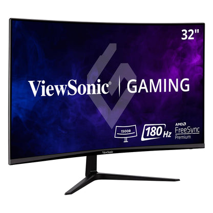 ViewSonic VX3218-PC-MHD Monitor Curvo para Juegos de 32 Pulgadas 1080p 1ms 180Hz con FreeSync Premium, Cuidado de la Vista, HDMI y Puerto de Pantalla