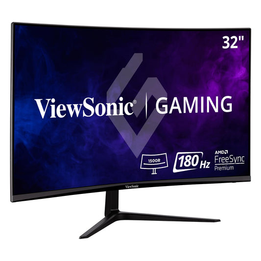 ViewSonic VX3218-PC-MHD Monitor Curvo para Juegos de 32 Pulgadas 1080p 1ms 180Hz con FreeSync Premium, Cuidado de la Vista, HDMI y Puerto de Pantalla